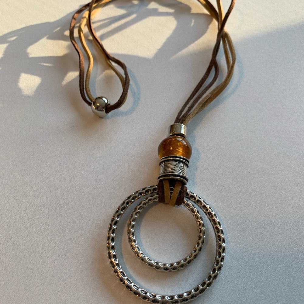 Boho Hippie Gypsy Double Circle Necklace - Picture 5 of 6